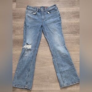 Pilcro Jeans Women's 27 Medium Wash Distressed Denim Slim Straight Leg Jeans